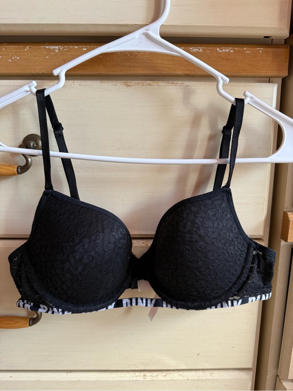Victoria's Secret Black Lace Push-Up Bra with Branded Band
